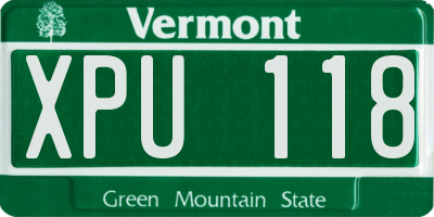 VT license plate XPU118