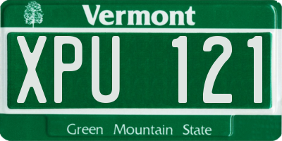 VT license plate XPU121