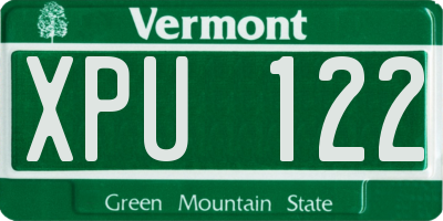 VT license plate XPU122