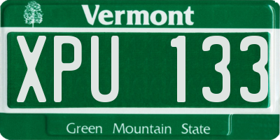 VT license plate XPU133