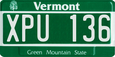 VT license plate XPU136