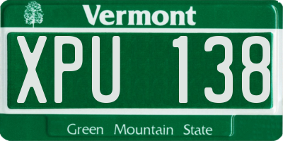 VT license plate XPU138