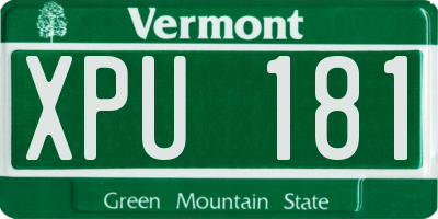 VT license plate XPU181