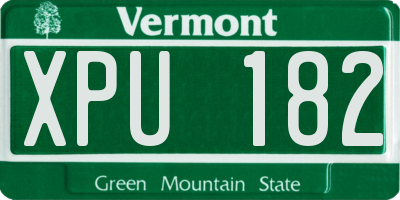 VT license plate XPU182
