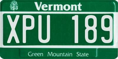 VT license plate XPU189