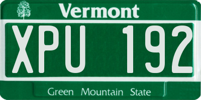VT license plate XPU192