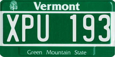 VT license plate XPU193