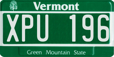 VT license plate XPU196
