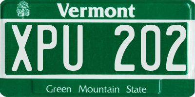 VT license plate XPU202
