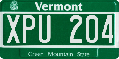 VT license plate XPU204