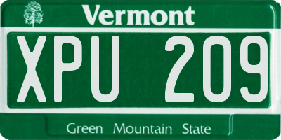 VT license plate XPU209