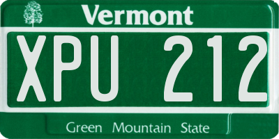 VT license plate XPU212