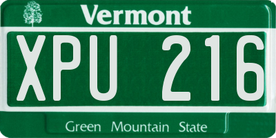 VT license plate XPU216