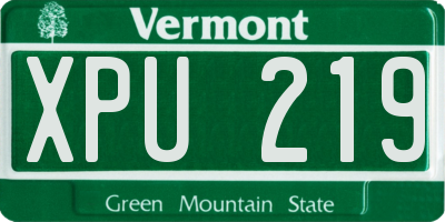 VT license plate XPU219