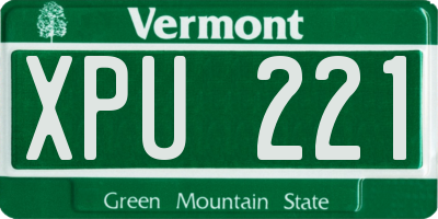VT license plate XPU221