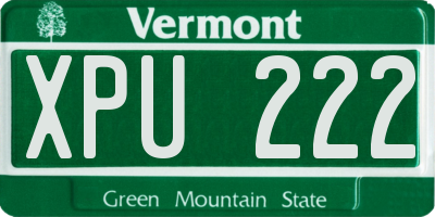 VT license plate XPU222
