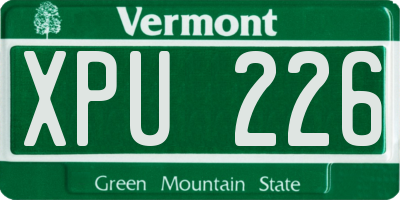 VT license plate XPU226