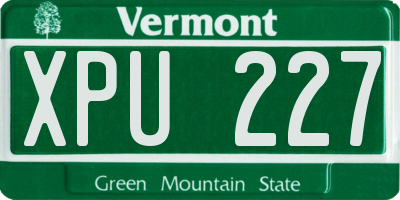 VT license plate XPU227