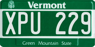 VT license plate XPU229