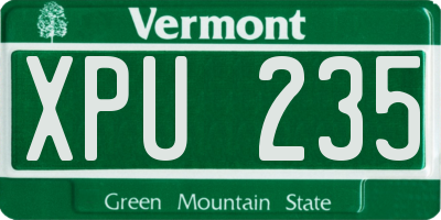 VT license plate XPU235