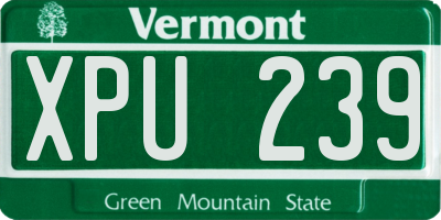 VT license plate XPU239
