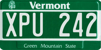 VT license plate XPU242