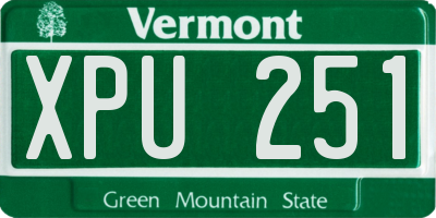 VT license plate XPU251