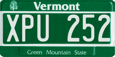 VT license plate XPU252