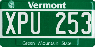VT license plate XPU253