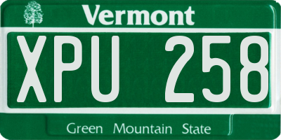 VT license plate XPU258