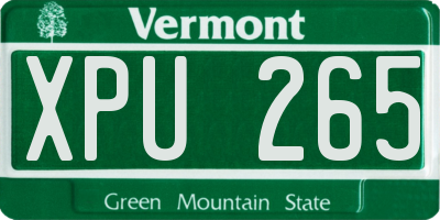VT license plate XPU265