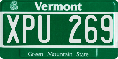VT license plate XPU269