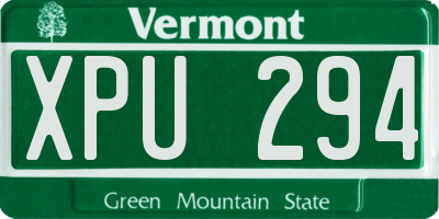 VT license plate XPU294