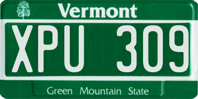 VT license plate XPU309