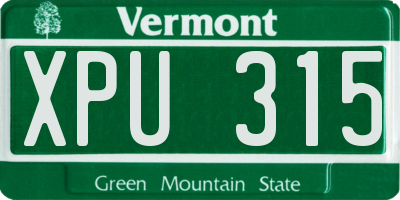 VT license plate XPU315