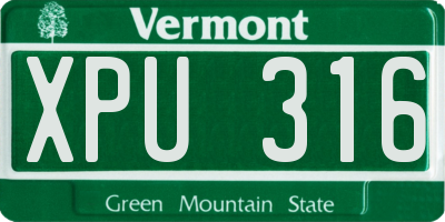 VT license plate XPU316