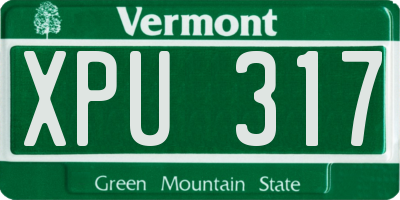VT license plate XPU317