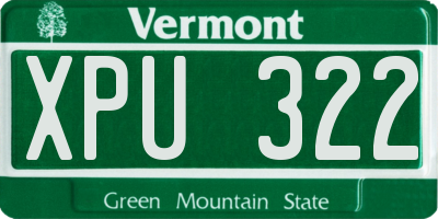 VT license plate XPU322