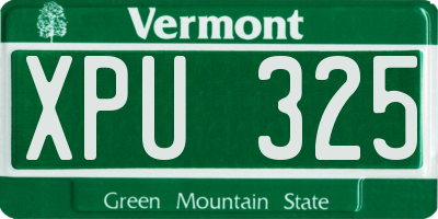 VT license plate XPU325