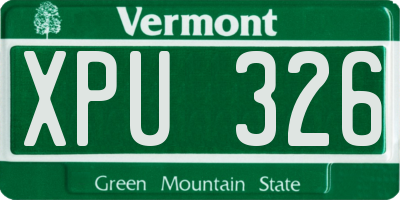 VT license plate XPU326