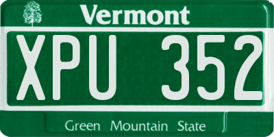 VT license plate XPU352