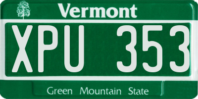 VT license plate XPU353