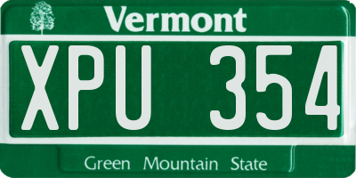 VT license plate XPU354