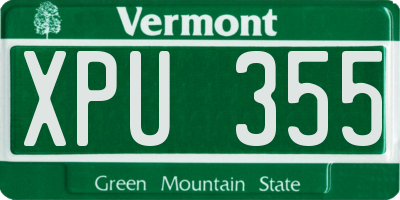 VT license plate XPU355