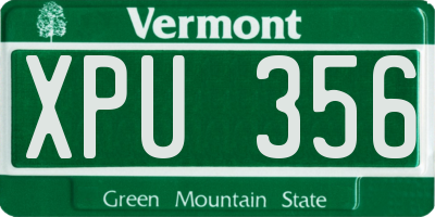VT license plate XPU356