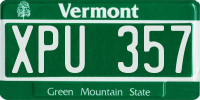 VT license plate XPU357