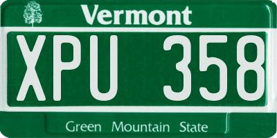 VT license plate XPU358
