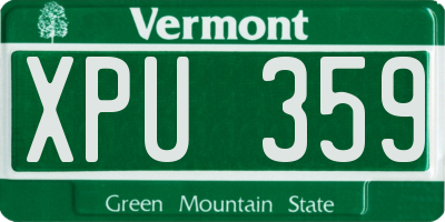 VT license plate XPU359