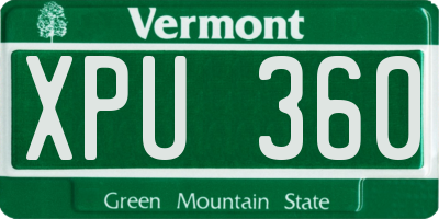 VT license plate XPU360