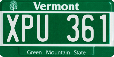 VT license plate XPU361